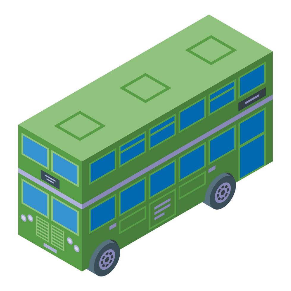icono de autobús verde de Londres vector isométrico. viaje de transporte