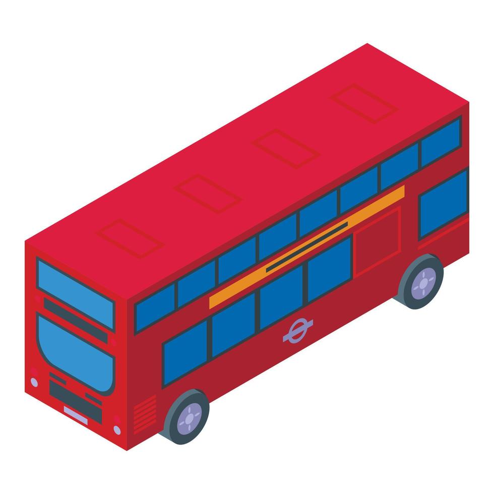Red London bus icon isometric vector. Old city vector