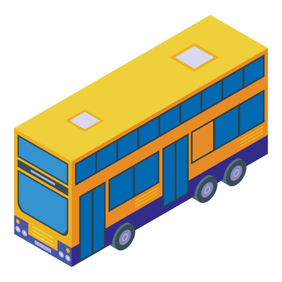 Yellow London bus icon isometric vector. Old tour vector