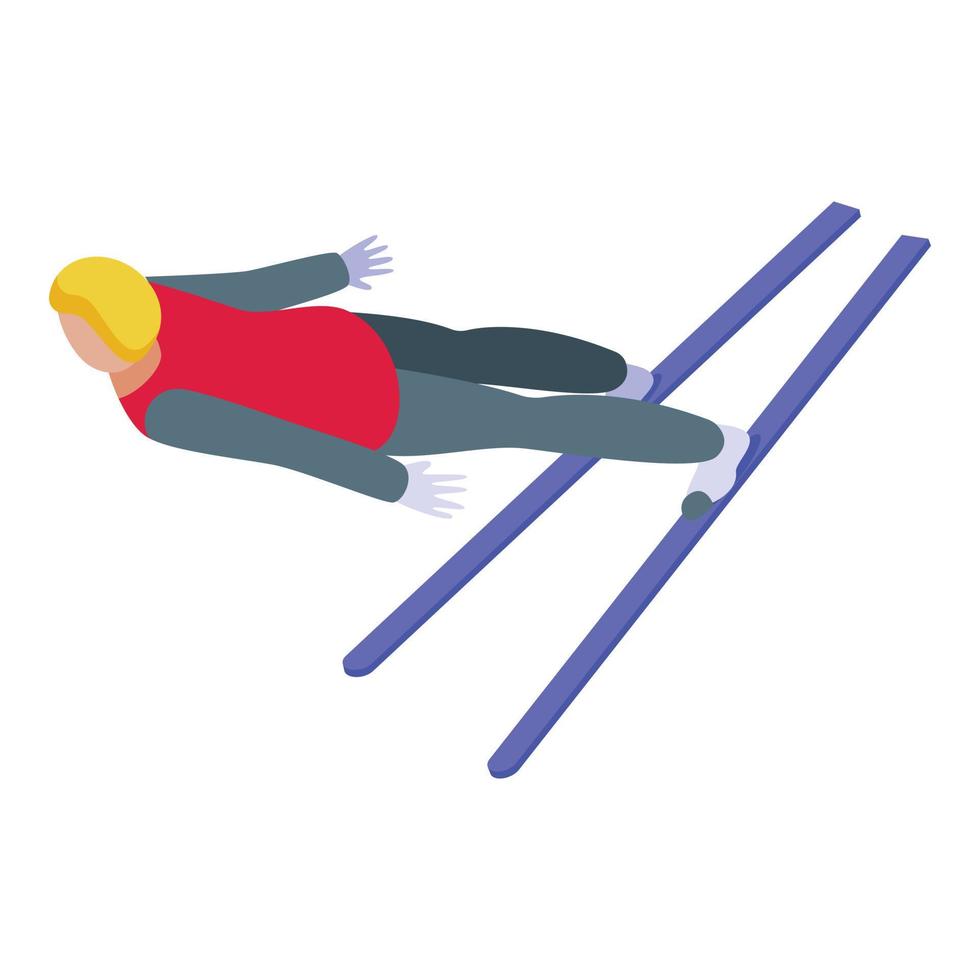 Big flying jumping icon isometric vector. Ski jump vector