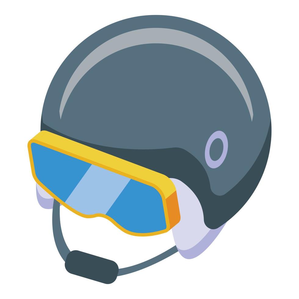vector isométrico del icono del casco de esquí. salto de invierno