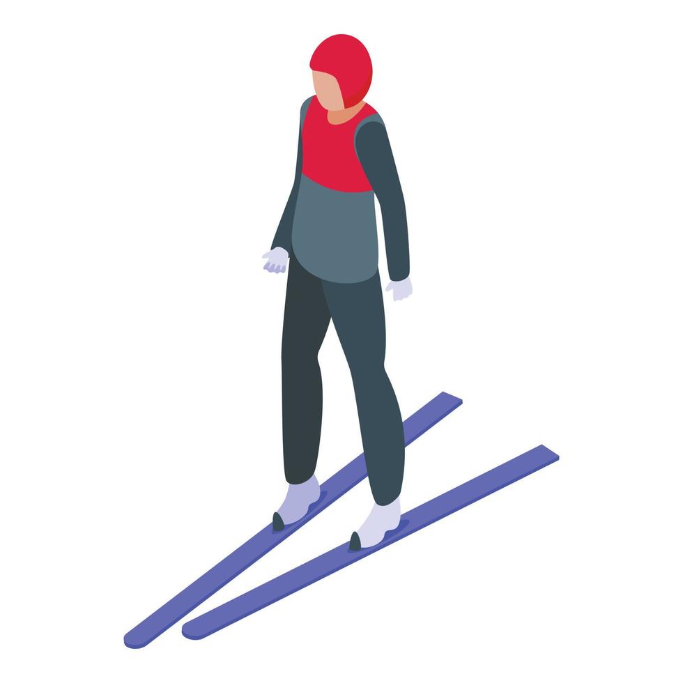 Ski jumping icon isometric vector. Winter skier vector