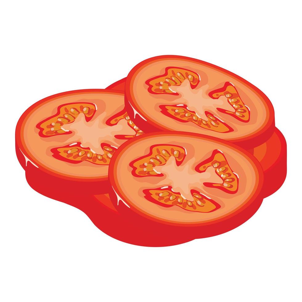 Red vegetable icon isometric vector. Chopped fresh red pepper and tomato icon vector