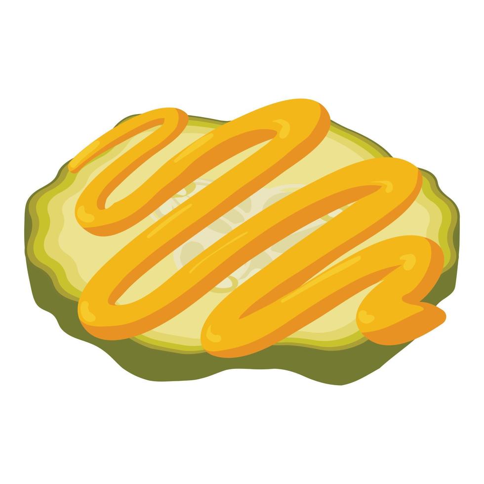 Burger ingredient icon isometric vector. Pickled cucumber slice and sauce strip vector