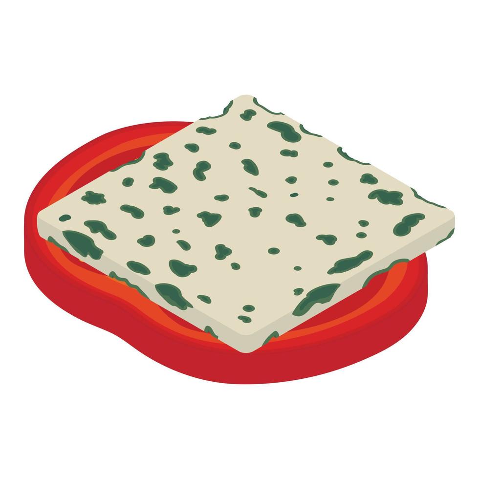 Salad ingredient icon isometric vector. Dorblu cheese and red fresh tomato slice vector