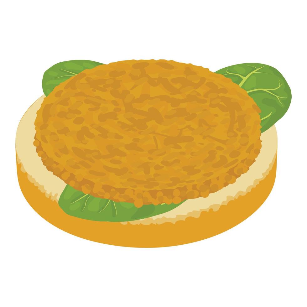 Chicken sandwich icon isometric vector. Sandwich with chicken cutlet and spinach vector