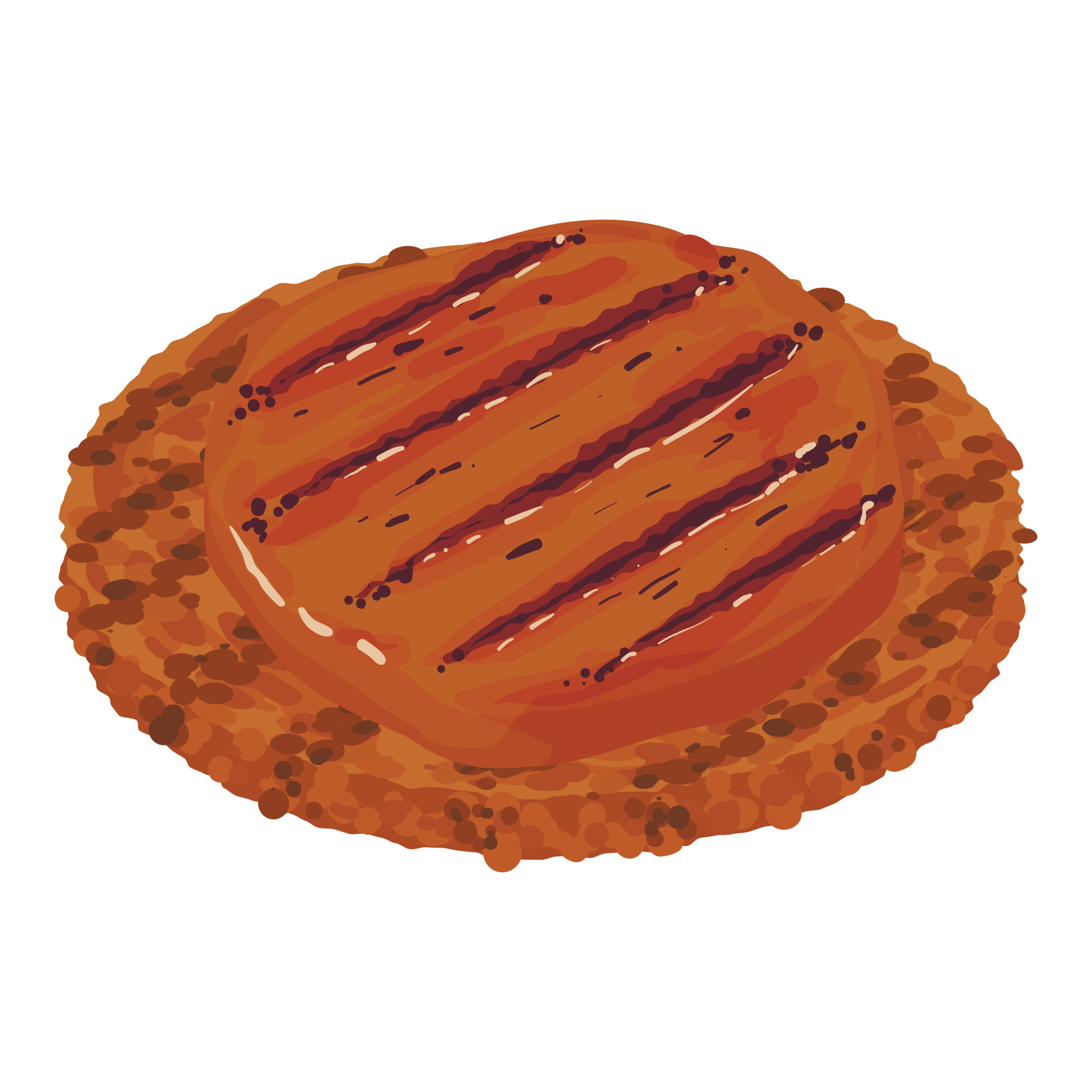 Grilled meat icon isometric vector. Fried burger patty on fried piece