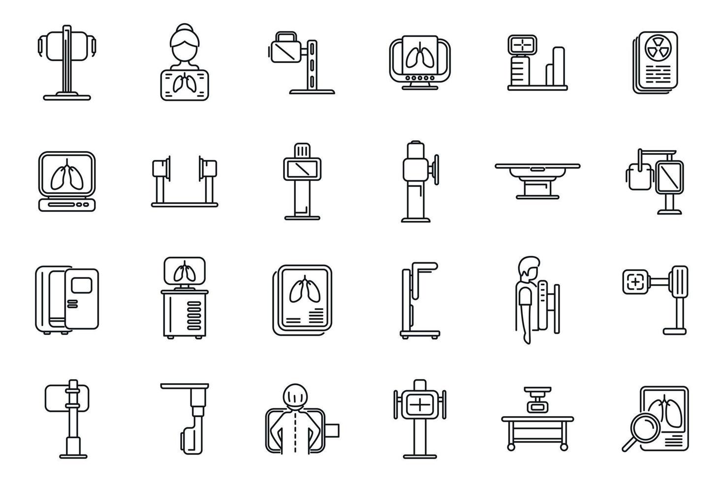 Fluorography icons set outline vector. Man lung vector