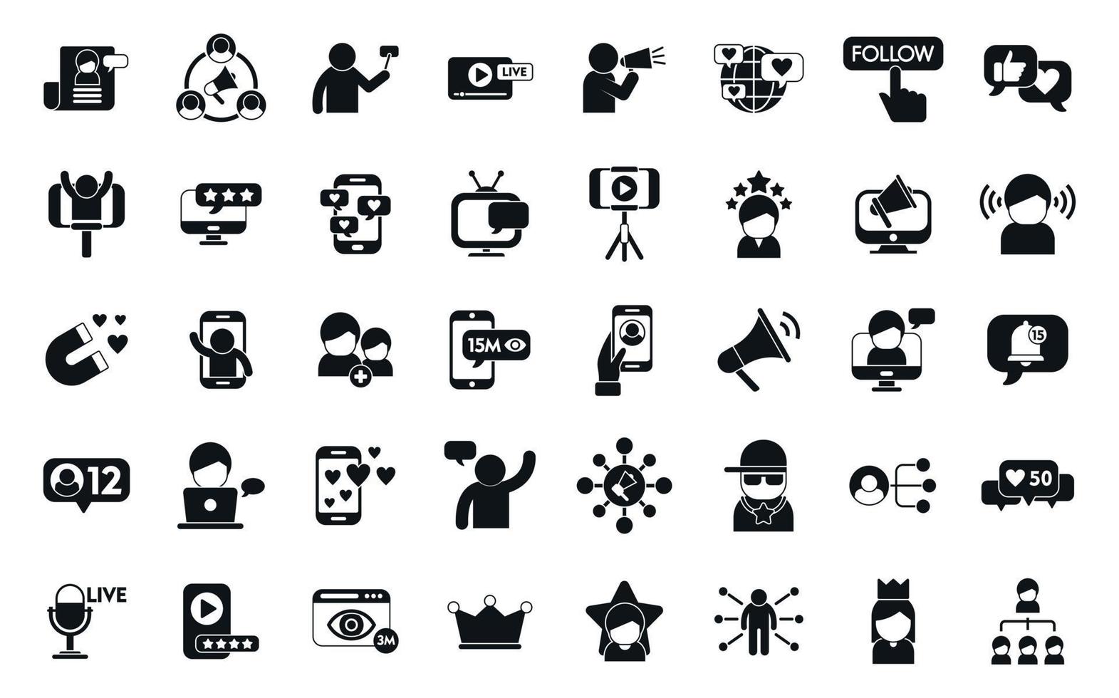 Influencer icons set simple vector. Video subscribe vector