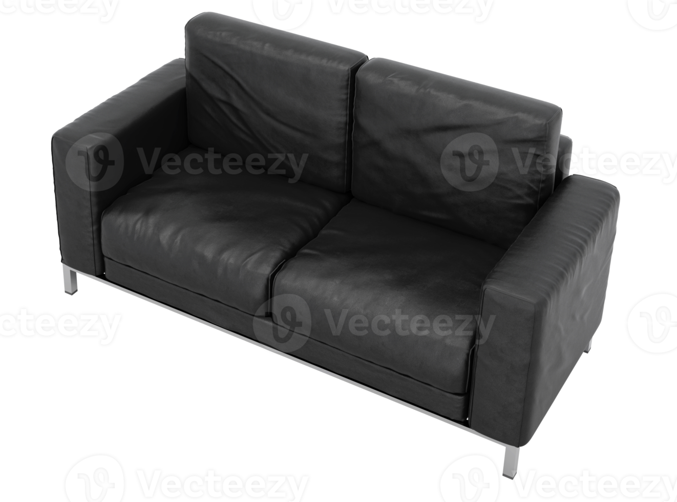 sofa piel color negro png