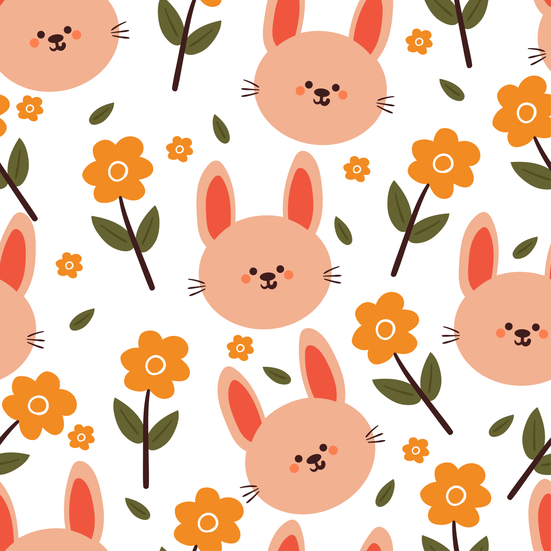 Free seamless pattern cartoon bunny and flower. cute animal wallpaper for  textile, gift wrap paper 19053860 PNG with Transparent Background
