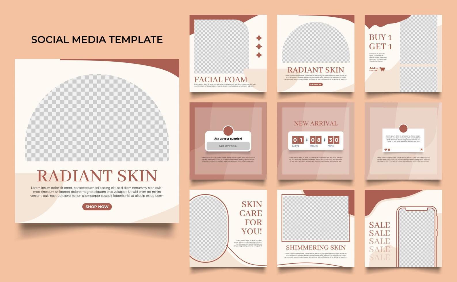 social media template banner beauty care cosmetic and spa sale promotion vector