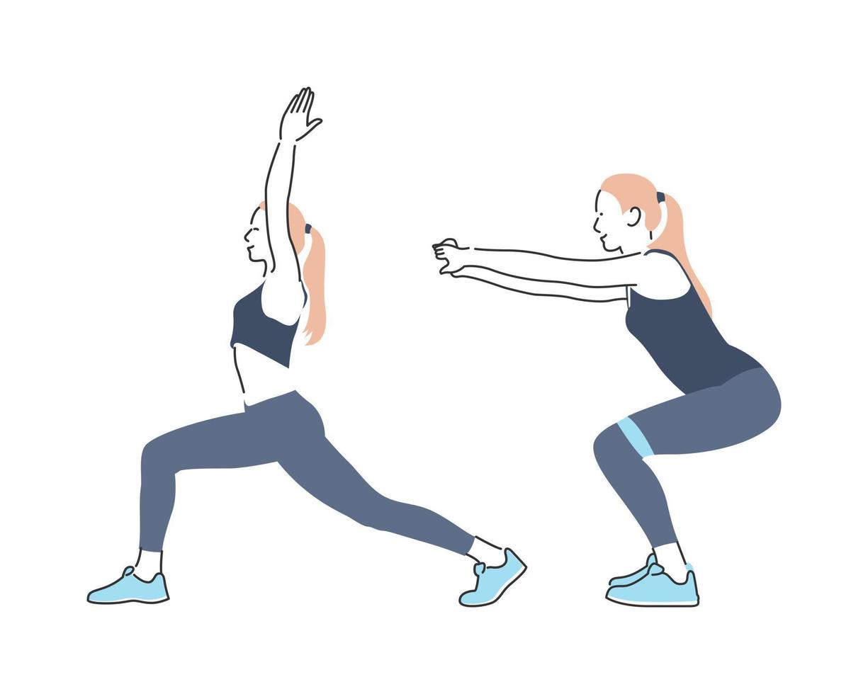 Icon illustration of a woman exercising vector