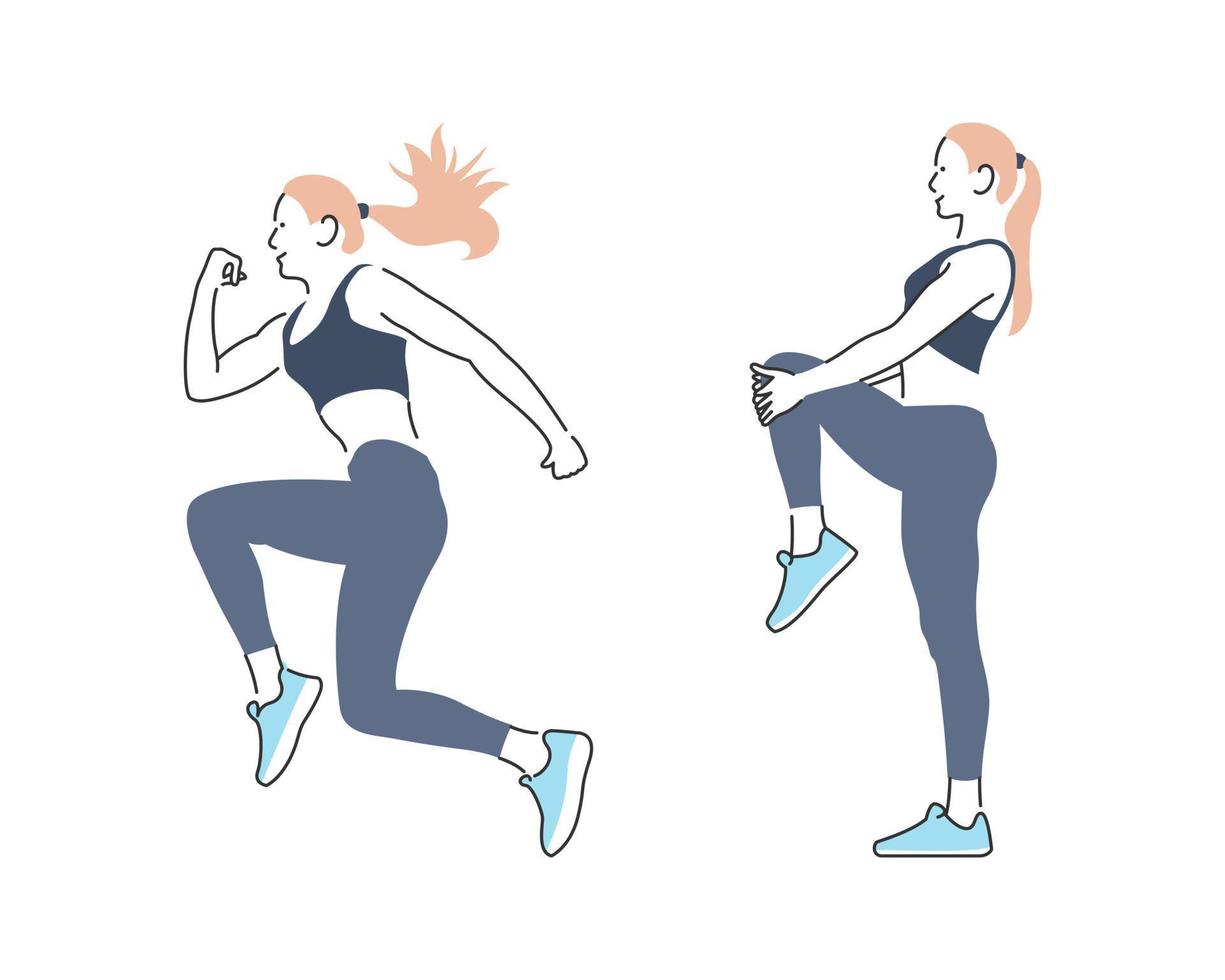 Icon illustration of a woman exercising with shoes vector