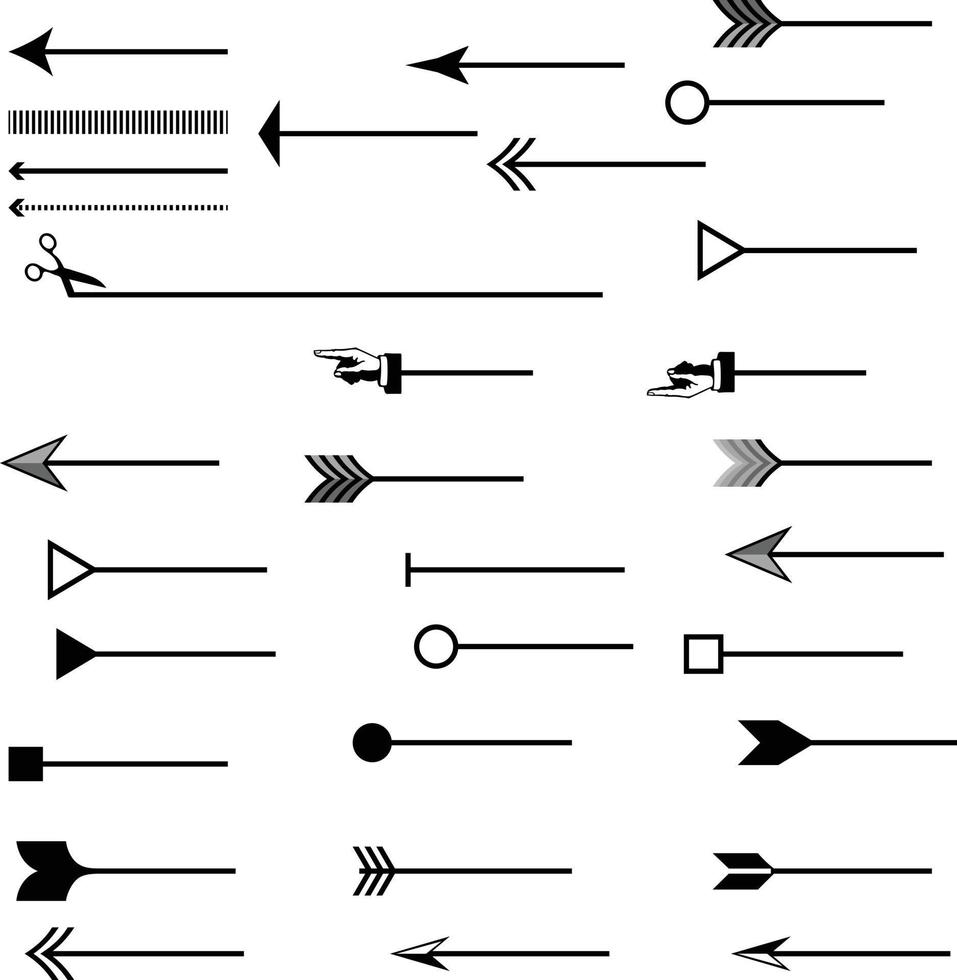 Black Arrows with Different Shape Free Vector