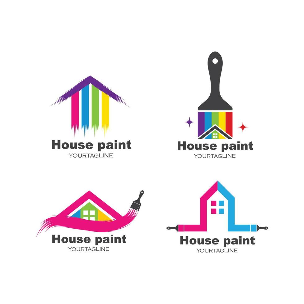 ilustración de vector de icono de logotipo de pintura de casa