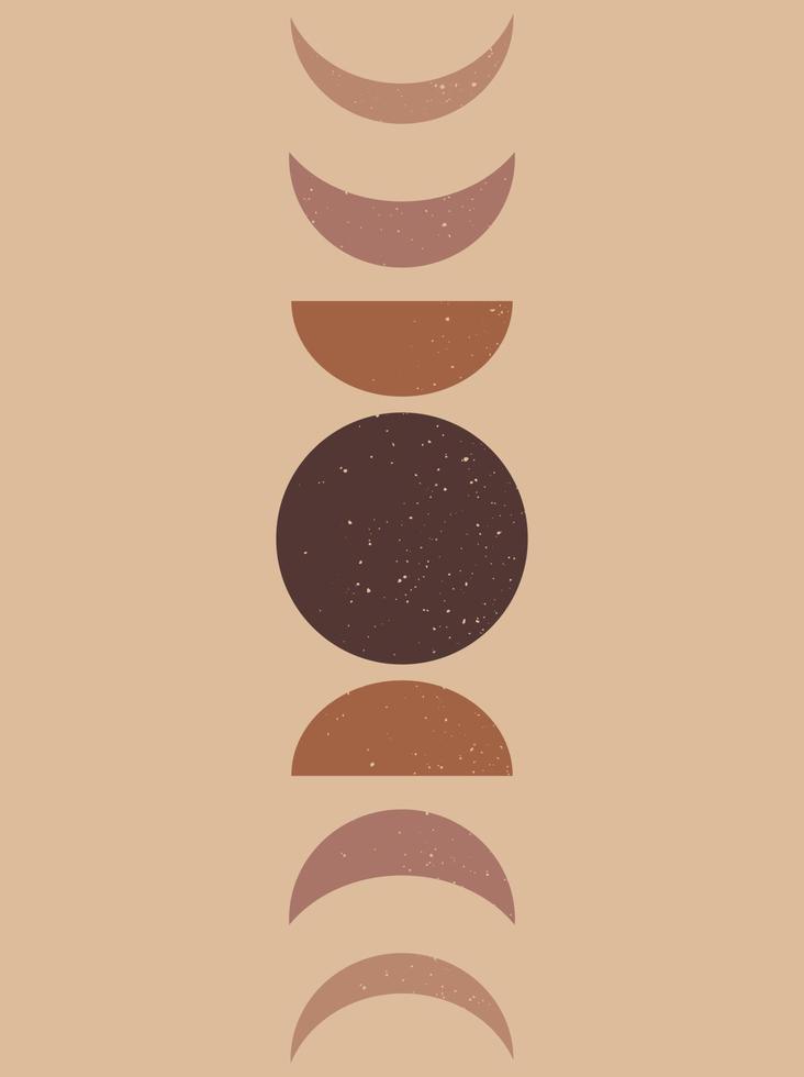 Background with Moon phases print boho minimalist printable wall art mid century abstract print bohemian art work, vector