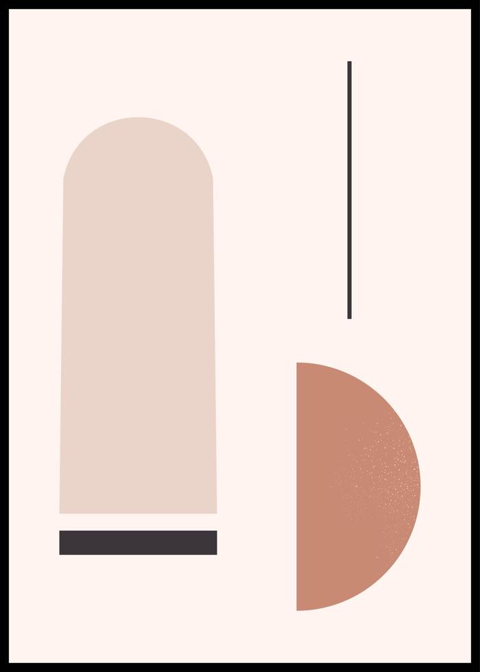 Boho Modern illustration in mid century style poster, boho wall decor, flat design, minimal art vector