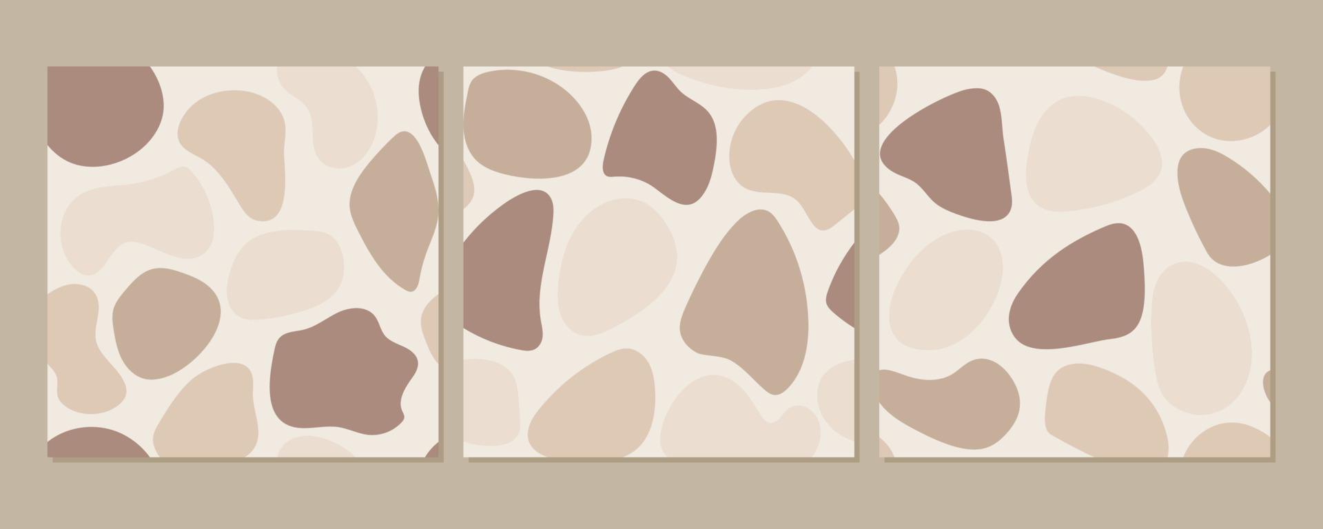 TTrendy stylish vector seamless  pattern set with organic abstract shapes and lines in pastel nude colors. Neutral beige, terracotta boho background.