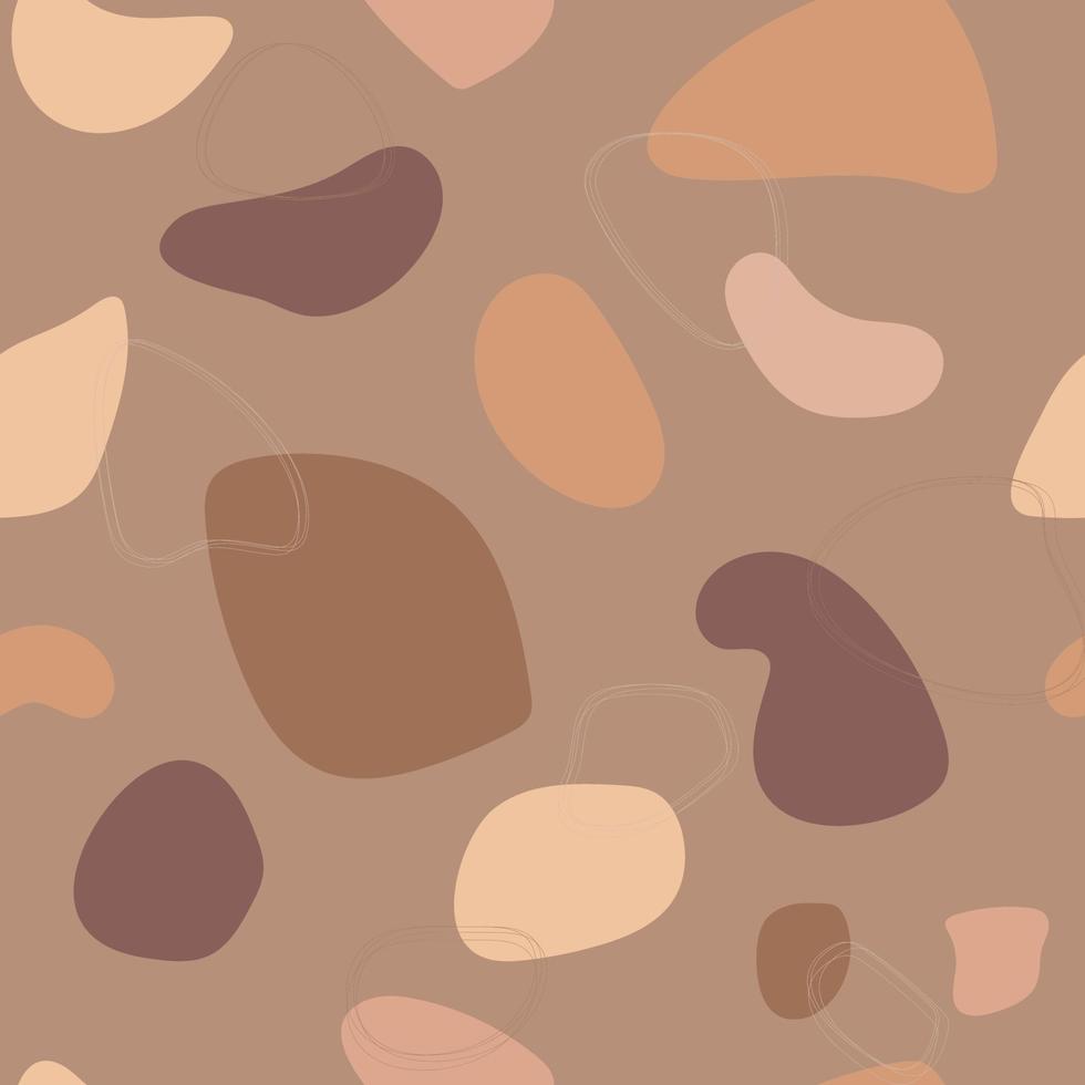 Trendy stylish seamless vector pattern with organic abstract shapes and lines in pastel nude colors. Neutral beige, terracotta boho background. Burnt orange modern pattern. Vector illustration