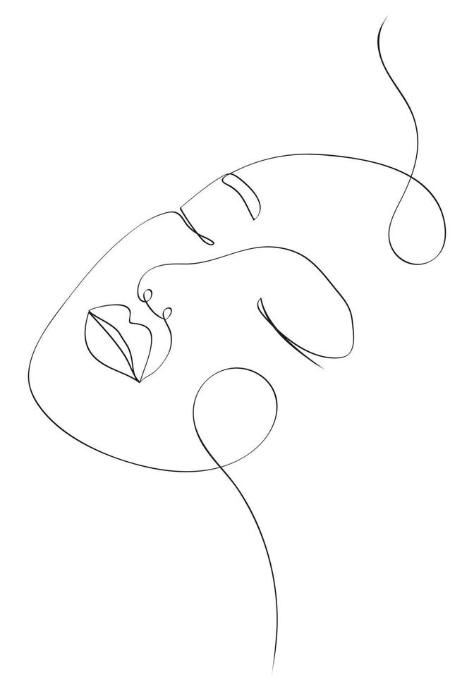 Woman face continuous line drawing. Abstract minimal woman portrait. Logo, icon, label. vector