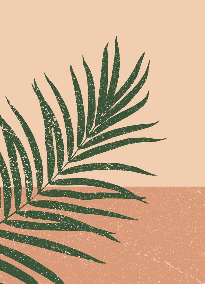 Abstract botanical wall art poster. Mid Century Modern design. Plant abstraction poster. vector