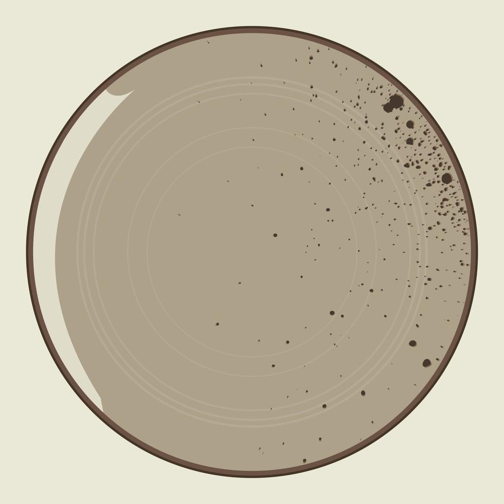 Brown Dotted plate isolated on beige background. Vector illustration
