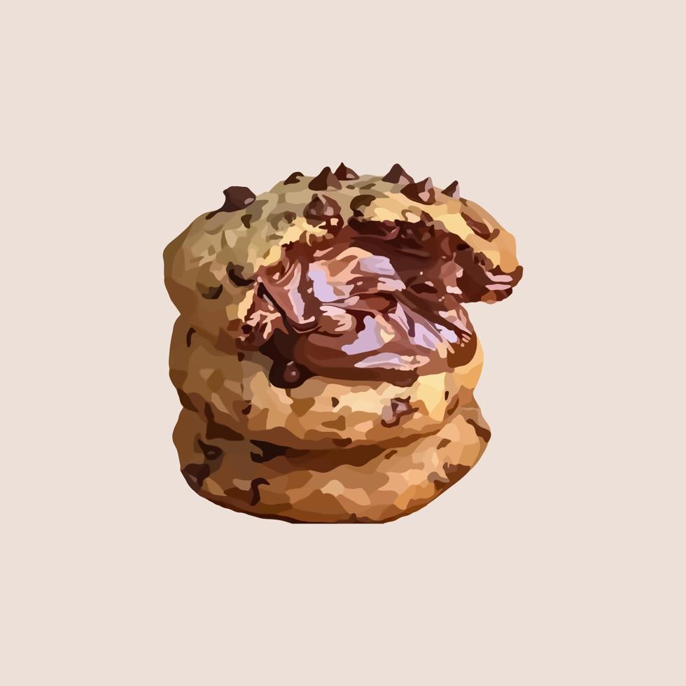 Cookies with chocolate filling. Vector illustration