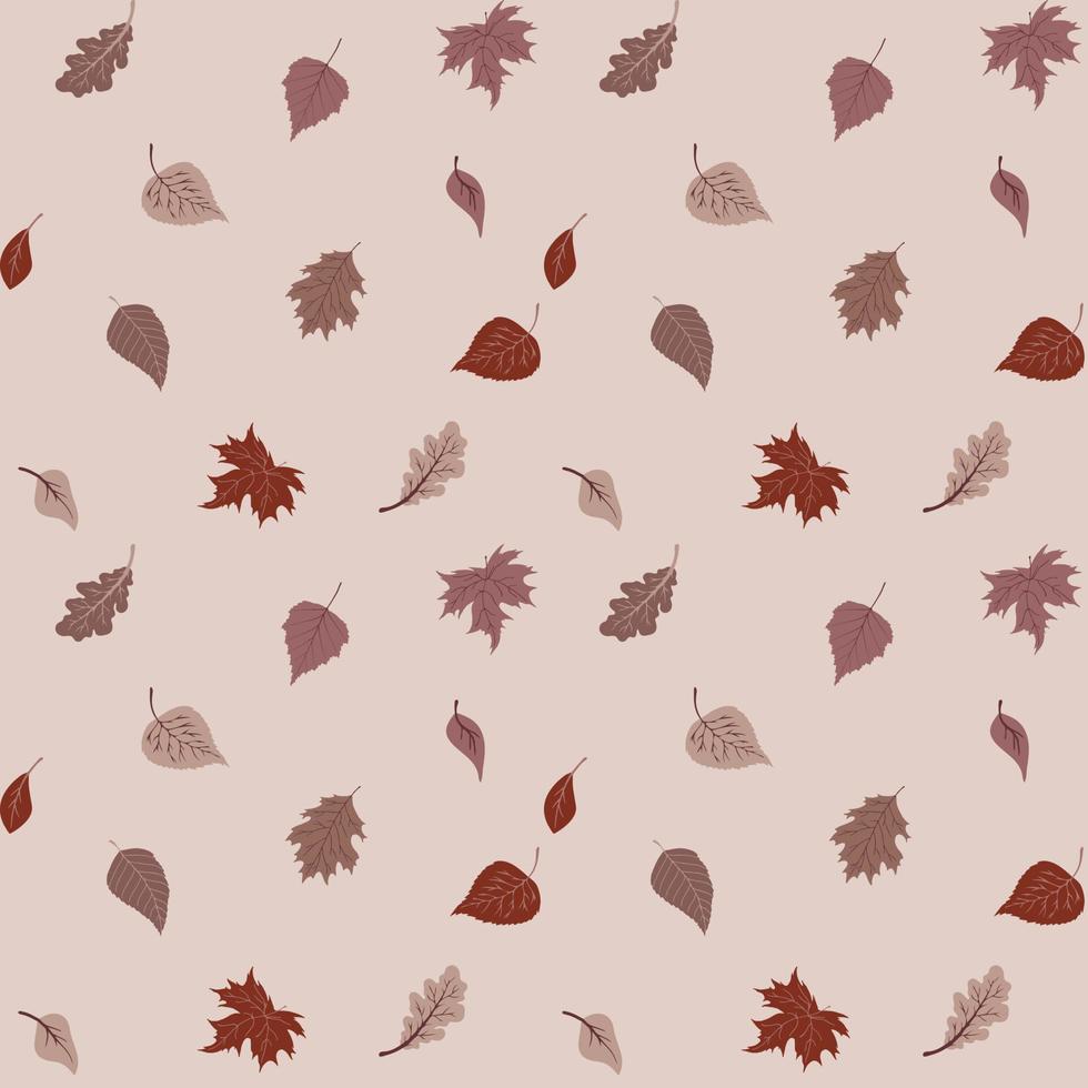 Lovely autumn leafs pattern in warm colors, seamless repeat. Trendy flat style. Great for backgrounds, apparel editorial design, cards, gift wrapping paper, home decor etc. vector
