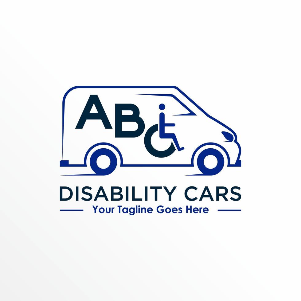 Vans car and wheelchair image graphic icon logo free design abstract concept vector stock. Can be used as a symbol related to disability or transportation.