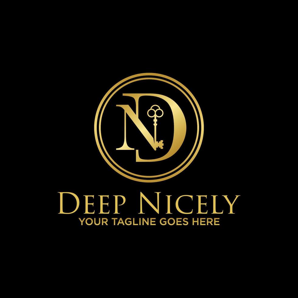 Letter or word ND or DN serif font with Key image graphic icon logo design abstract concept vector stock. Can be used as a symbol associated with initial.