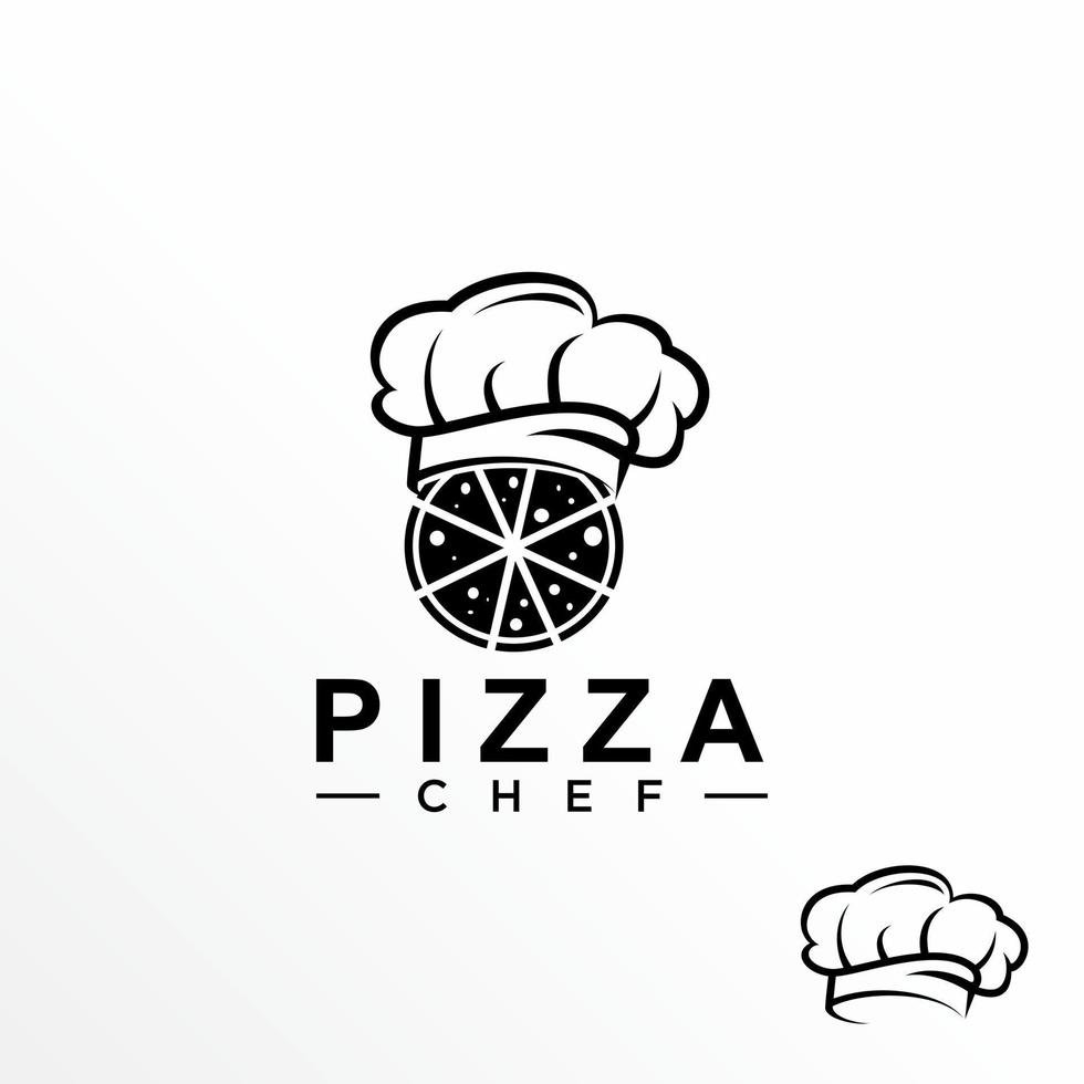 pizza simple y única con sombrero de chef imagen icono gráfico diseño de logotipo concepto abstracto vector stock. se puede utilizar como un símbolo relacionado con la comida.