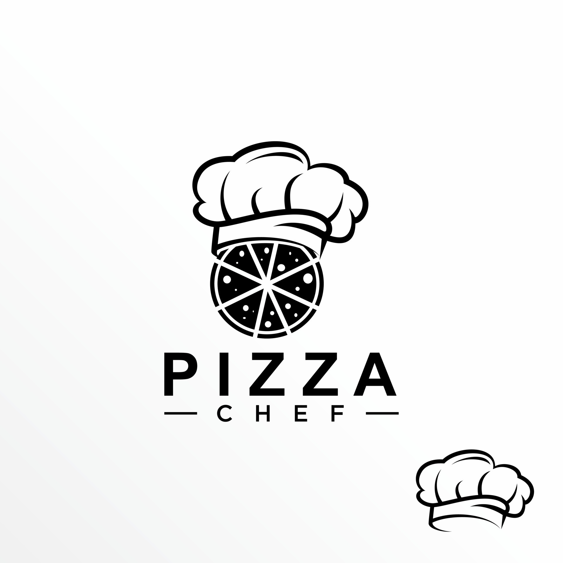 simple and unique Pizza with Chef hat image graphic icon logo design