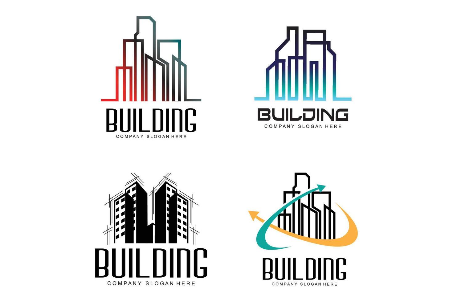 logotipo de diseño de viviendas, logotipo de construcción, propiedad e icono de la empresa constructora vector