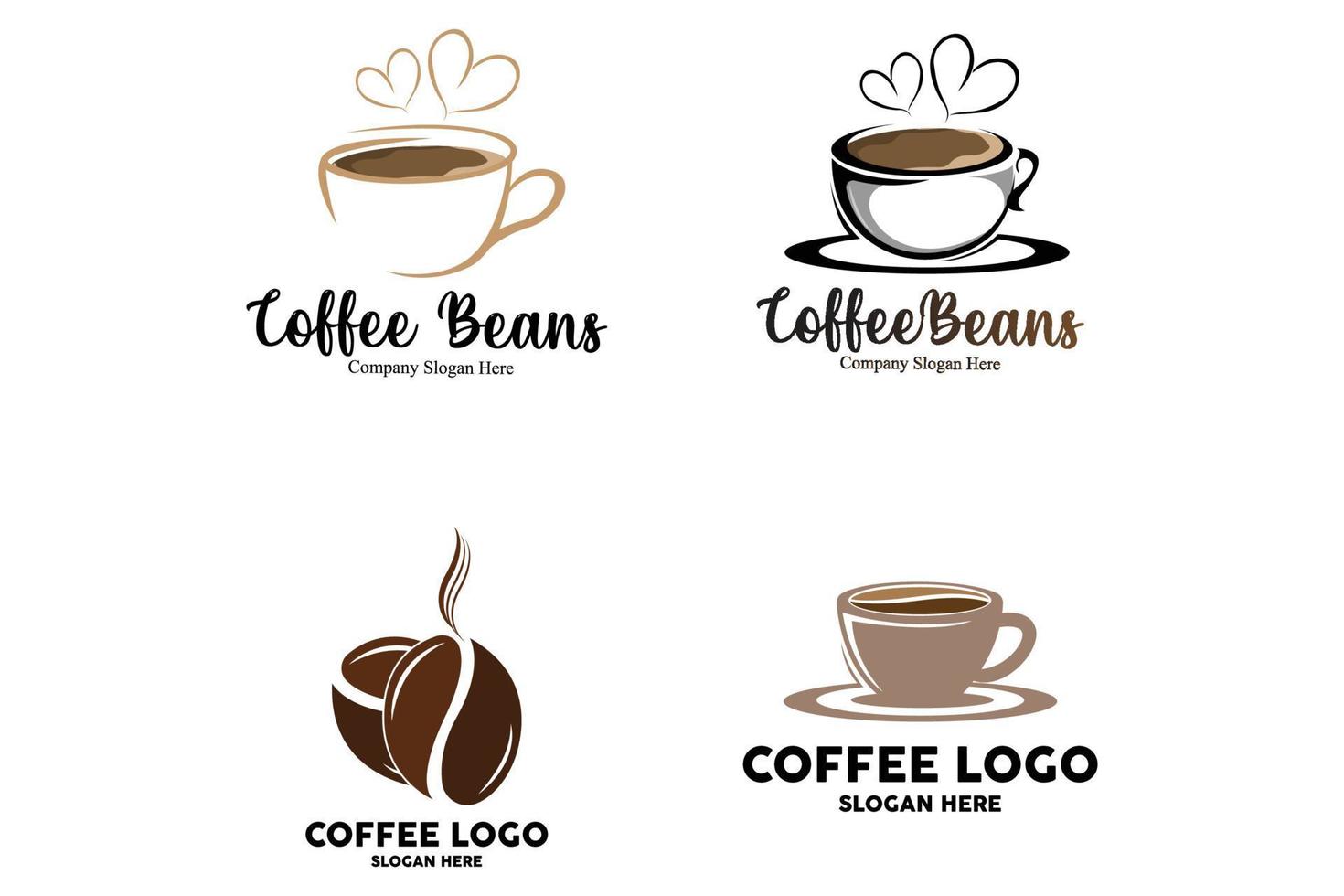 coffee bean drink logo design in brown color vector illustration