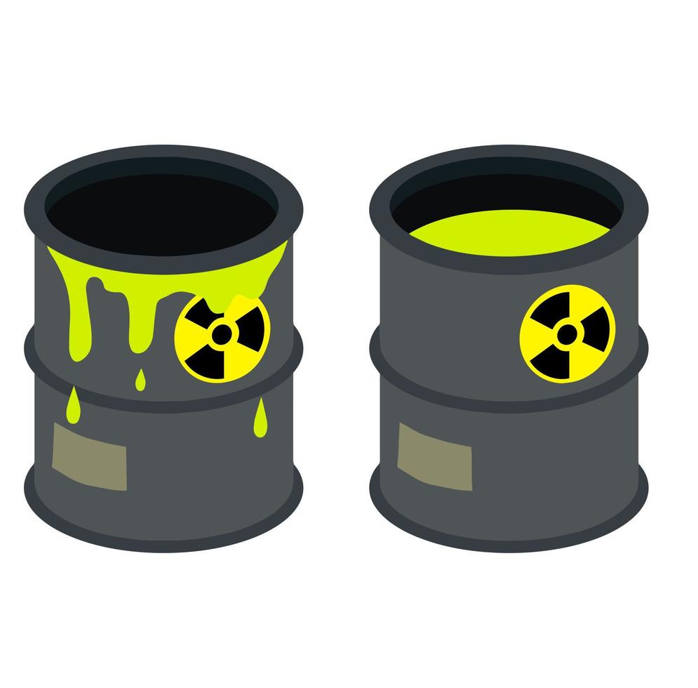 Problems of ecology and irradiation. Flat Hazardous tank. Industry and technology. vector