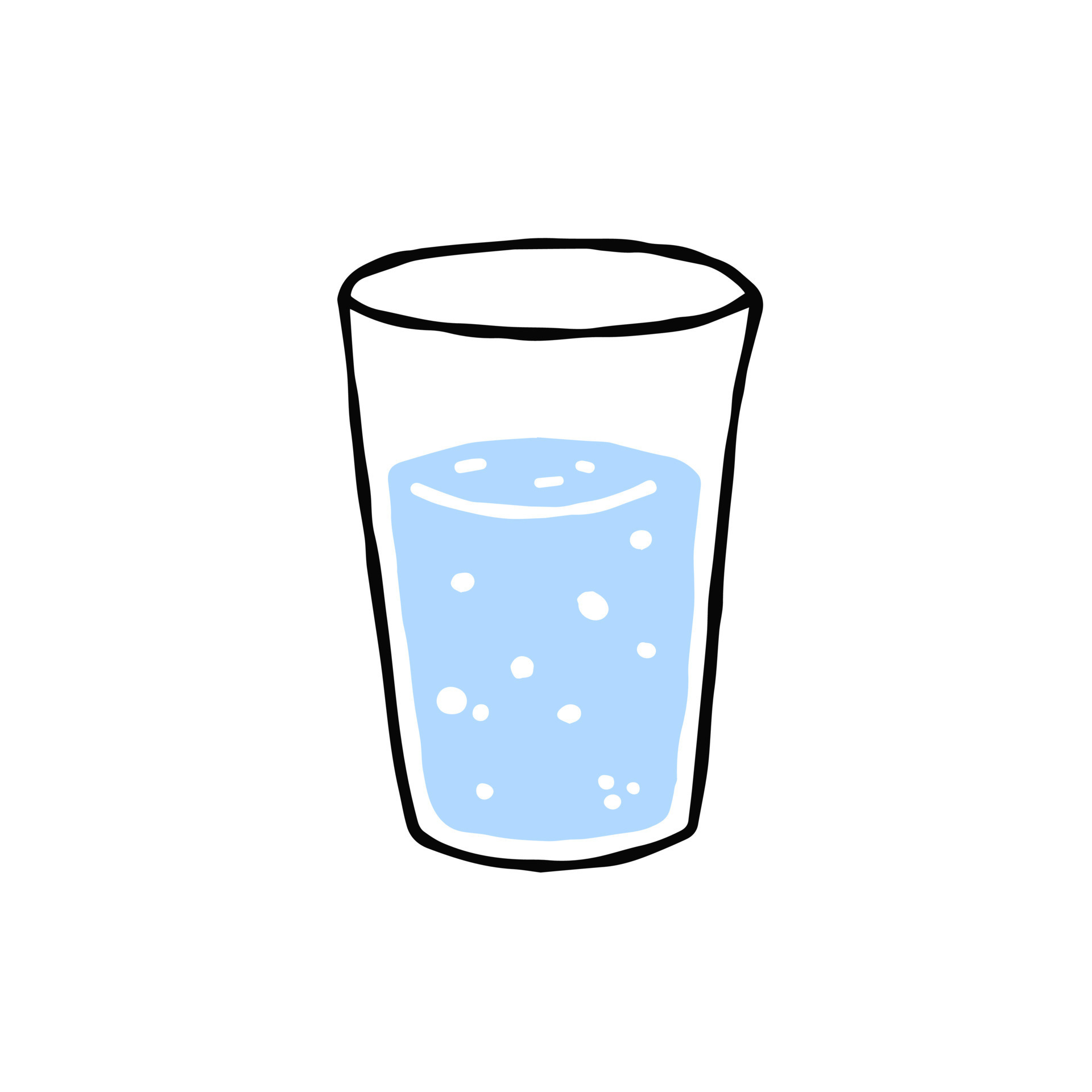 Glass of water. Refreshing drink. Doodle outline cartoon. Trendy modern  illustration. Blue liquid cup 19056489 Vector Art at Vecteezy