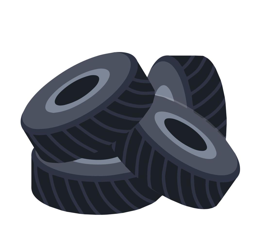 Automobile tire. Detail of wheel of car. Black circle object. vector