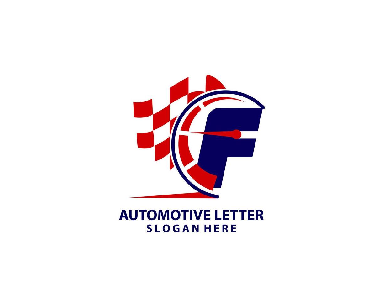 Car Automotive Logo On Letter F Speed Concept. Sport Car Template For Car Service, Car Repair With Speedometer F Letter Logo Design vector