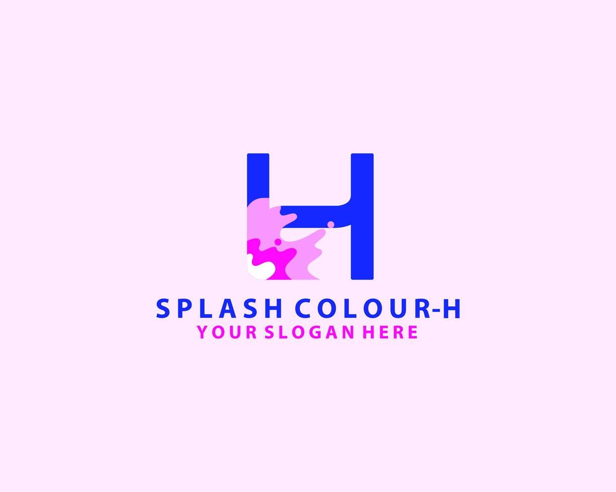 logotipo de la letra h, agua, salpicadura, ondas vector