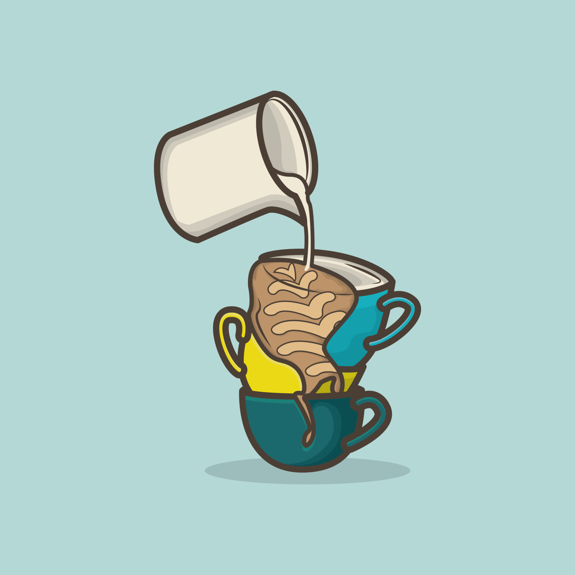 Illustration Of Jug Milk Pouring Milk To Make Latte Art In Stacked Cup illustration-of-jug-milk-pouring-milk-to-make-latte-art-in-stacked-cup