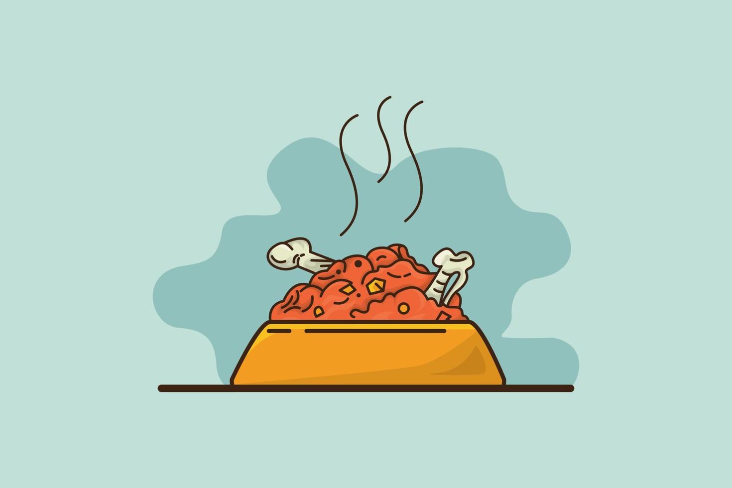 ilustración de comida para mascotas comiendo comida naranja vector