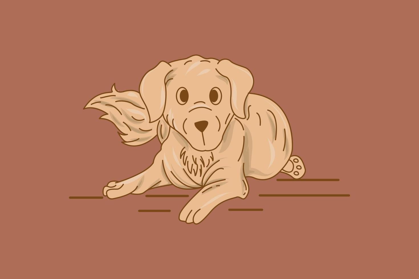 Illustration of cute puppy in milk chocolate on chocolate background vector