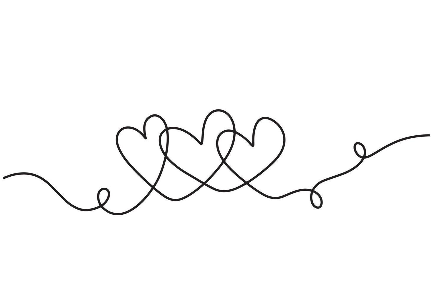 Hearts Family Group Continuous Line Art Drawing. A metaphor for the idea of family love. Happy Family Abstract Symbol for Minimalist Trendy Contemporary Design vector