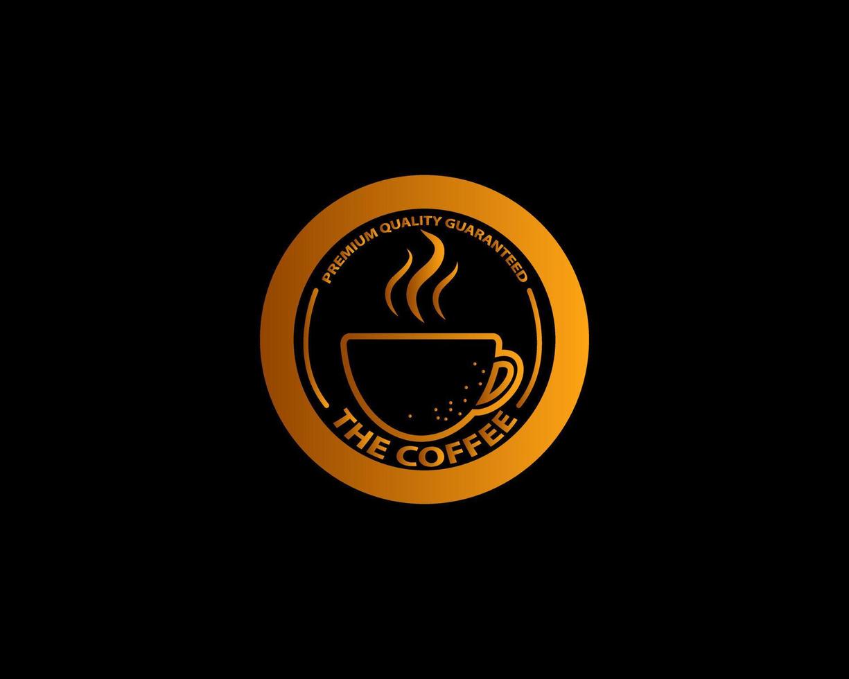 Isolated brown color cup in retro style logo, logotype for coffee shop vector illustration on brown background