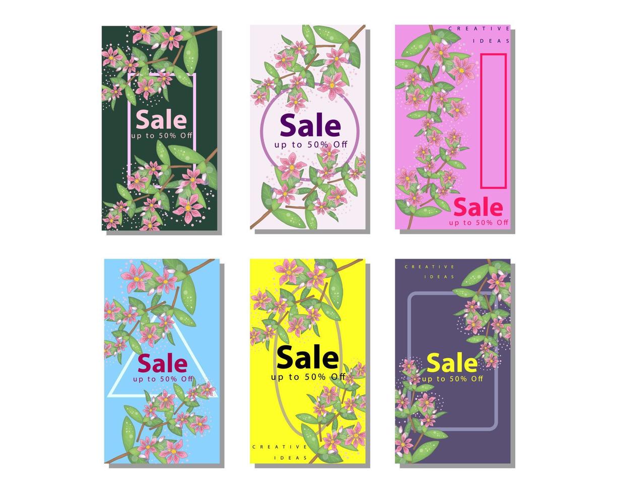 A set of packaging templates with floral texture for luxury products. Design template of leaflet cover, flayer, card for the hotel, beauty salon, spa, restaurant, club. Vector illustration
