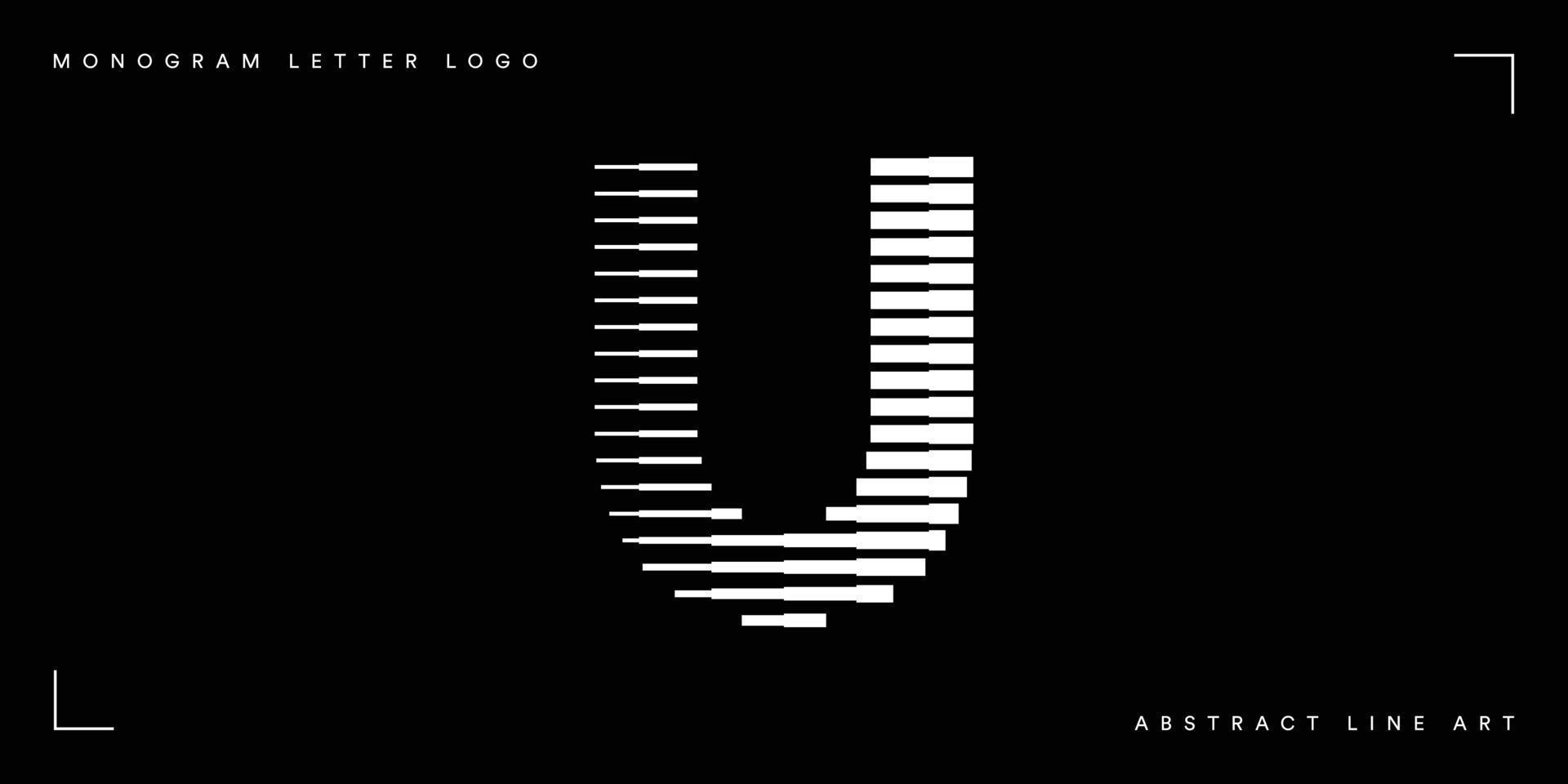 Letter u abstract line art logo vector