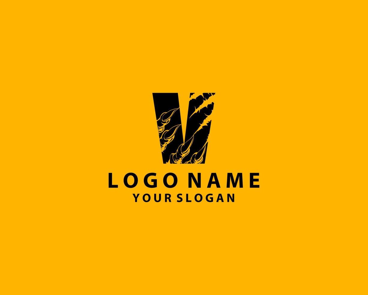 grunge initial letter V icon, scratch effect. modern template logo design vector