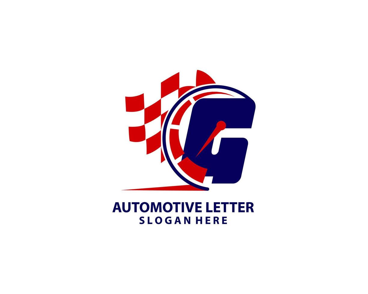 logotipo del coche deportivo en el concepto de velocidad de la letra g. plantilla de automóvil para servicio de automóviles, reparación de automóviles con diseño de logotipo de letra g de velocímetro vector