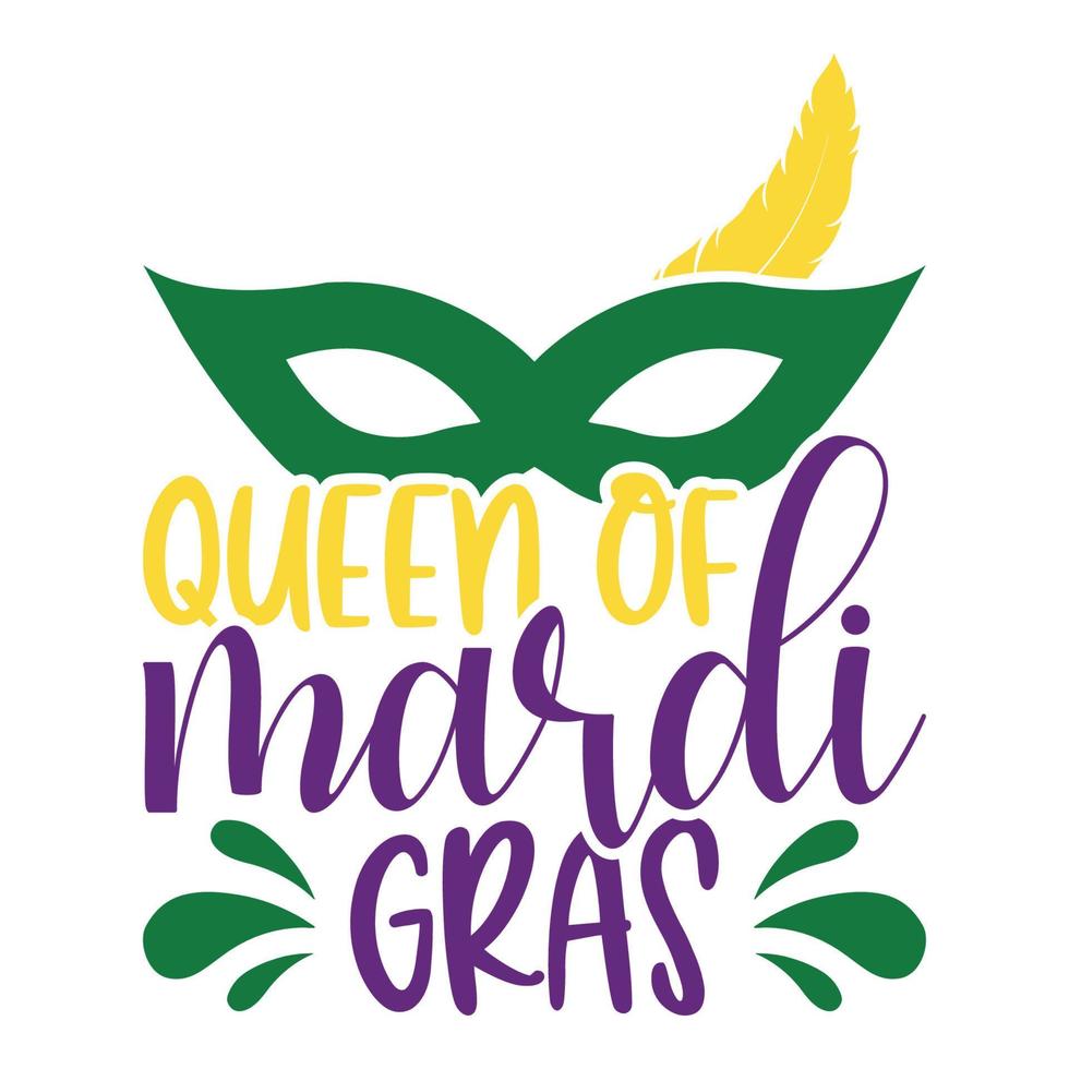 Queen Of Mardi Gras Carnival, Filigree Calligraphic Font With Traditional Symbol Of Mardi Gras - Fleur De Lis, Elegant Fancy Logo With Greeting Slogan vector
